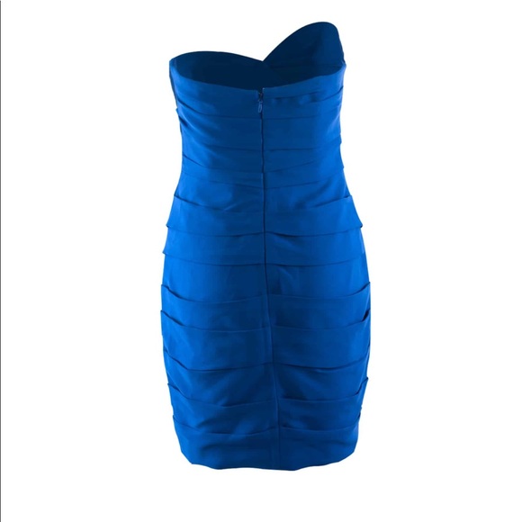 BCBG BLUE RUTCHED STRAPLESS COCKTAIL DRESS NWT - Picture 4 of 5